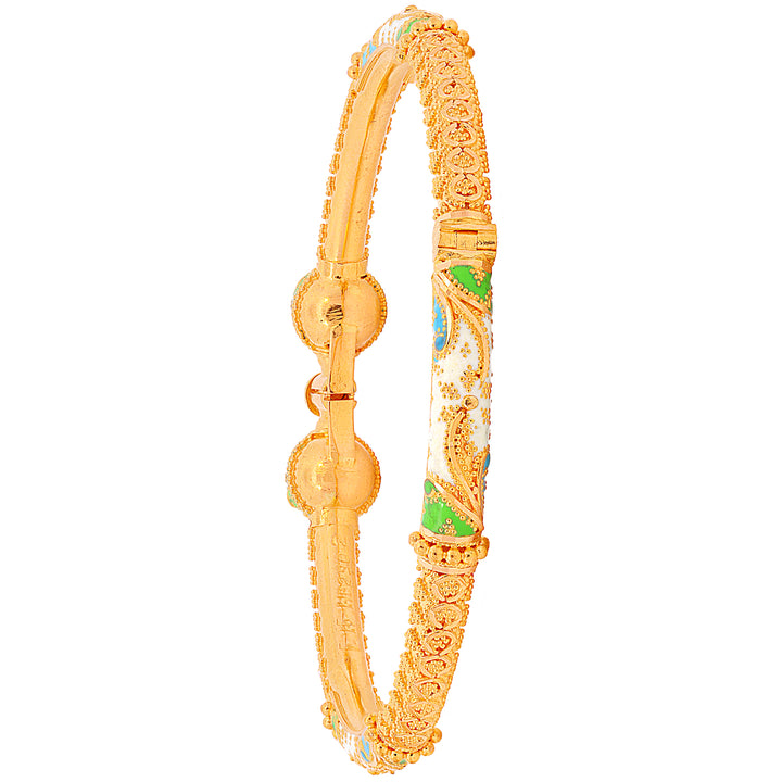 Intricate Minakari Pipe Openable 2pcs Kara in 22K Gold