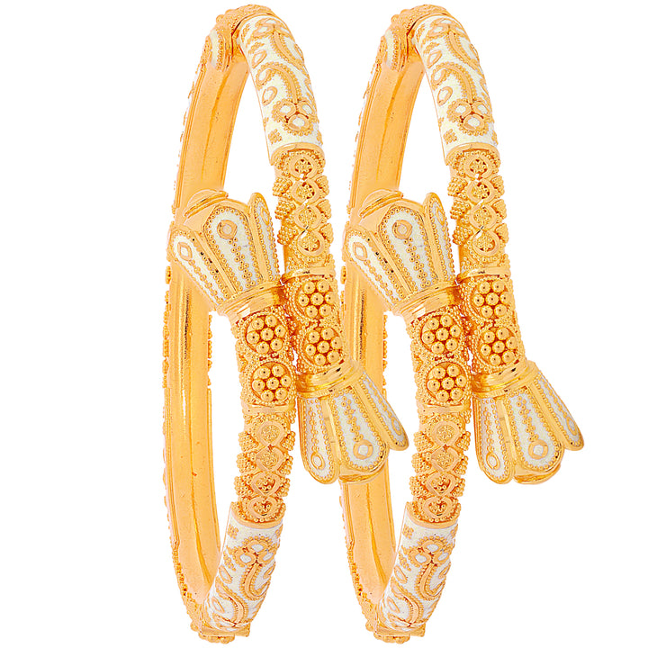 Intricate Minakari Pipe Openable 2pcs Kara in 22K Gold