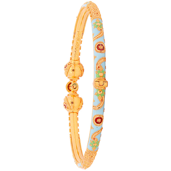 Endearing Minakari Pipe Openable 2pcs Kara in 22K Gold