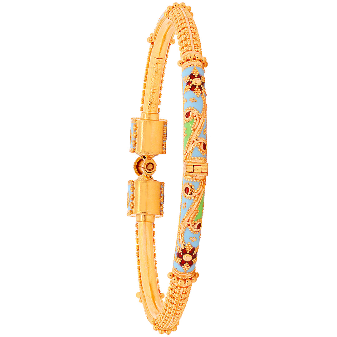 Mesmerizing Minakari Pipe Openable 2pcs Kara in 22K Gold