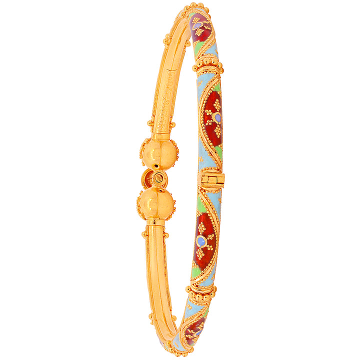 Glamorous Minakari Pipe Openable 2pcs Kara in 22K Gold