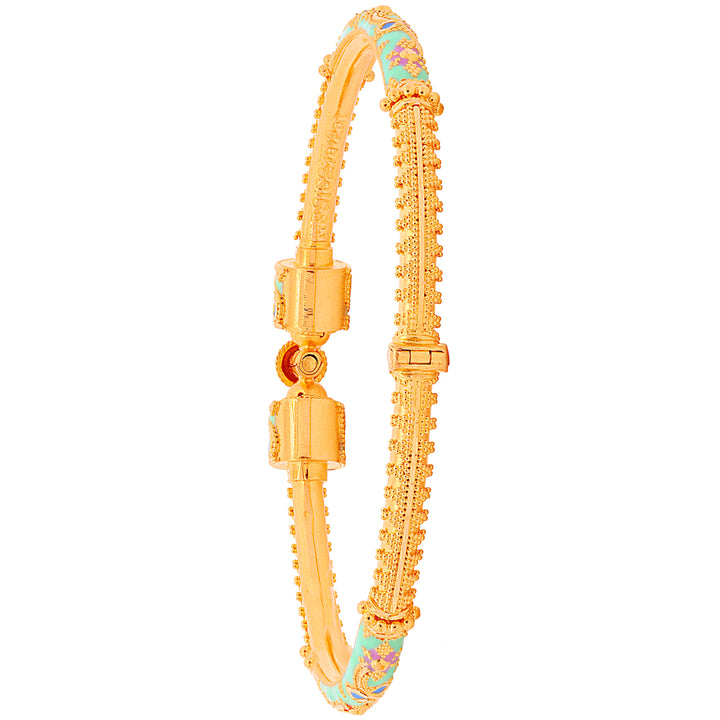 Opulent Minakari Pipe Openable 2pcs Kara in 22K Gold