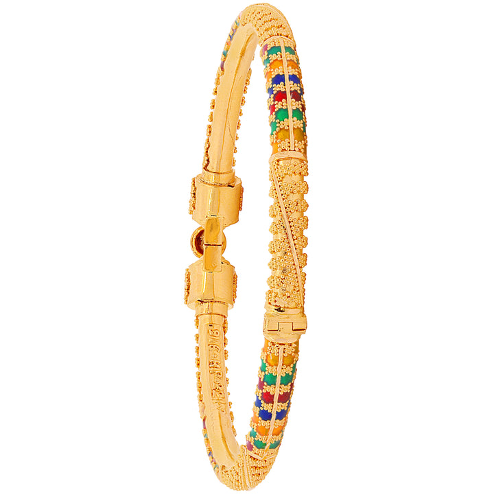 Alluring Minakari Pipe Openable 2pcs Kara in 22K Gold