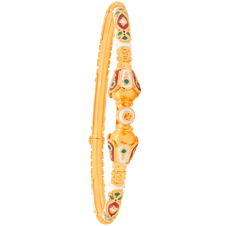 Attractive Minakari Pipe Openable 2pcs Kara in 22K Gold