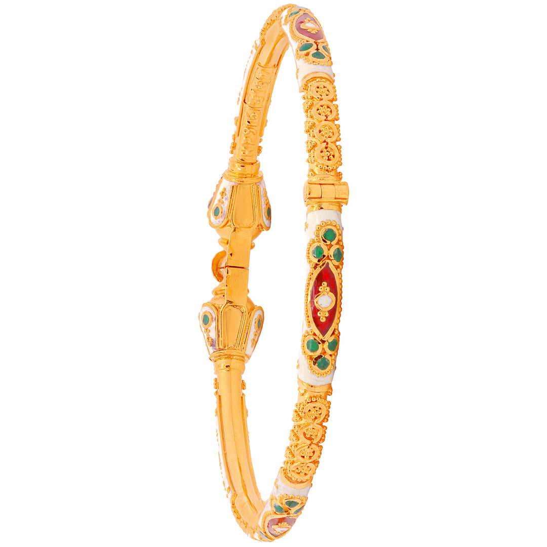 Attractive Minakari Pipe Openable 2pcs Kara in 22K Gold