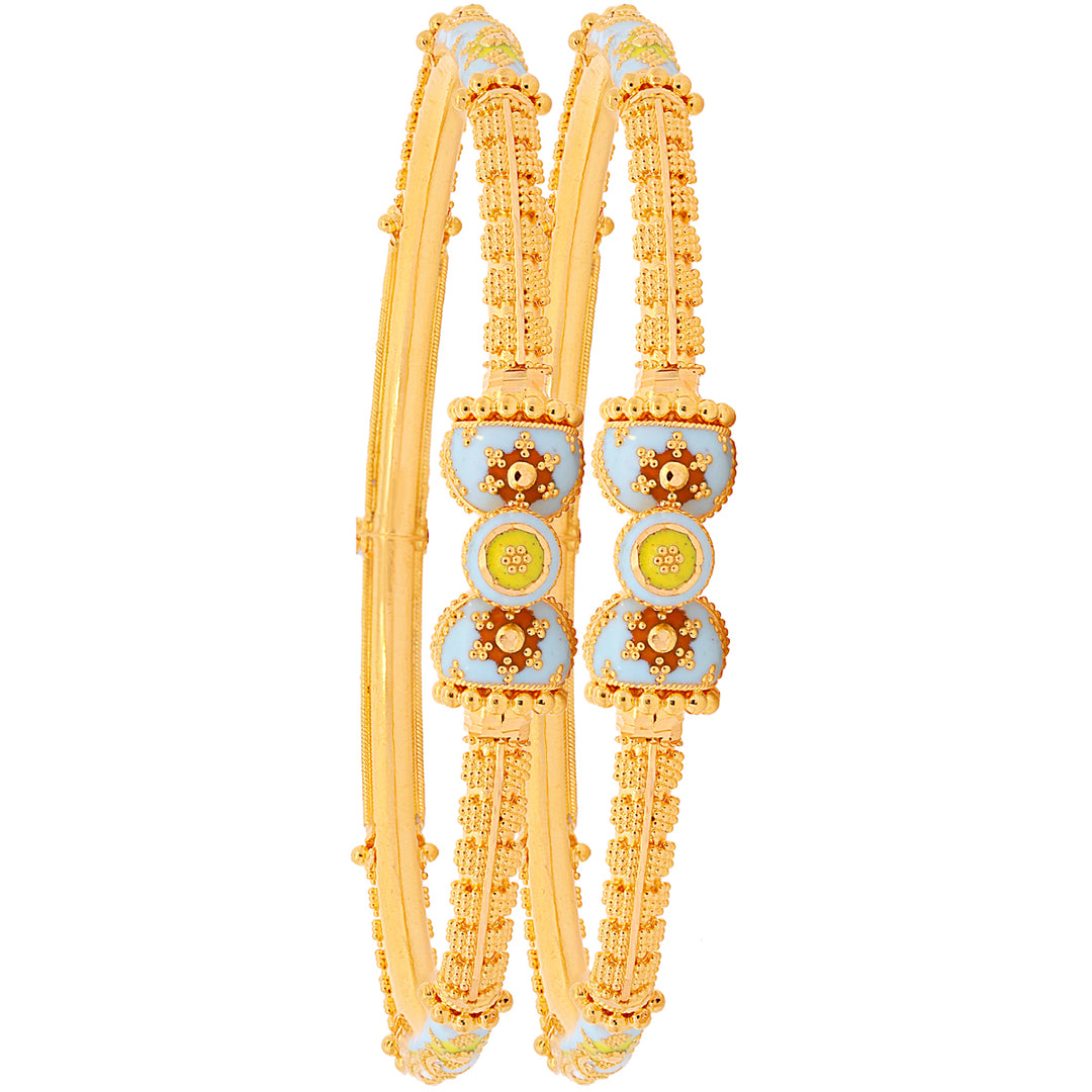 Fascinating Minakari Pipe Openable 2pcs Kara in 22K Gold