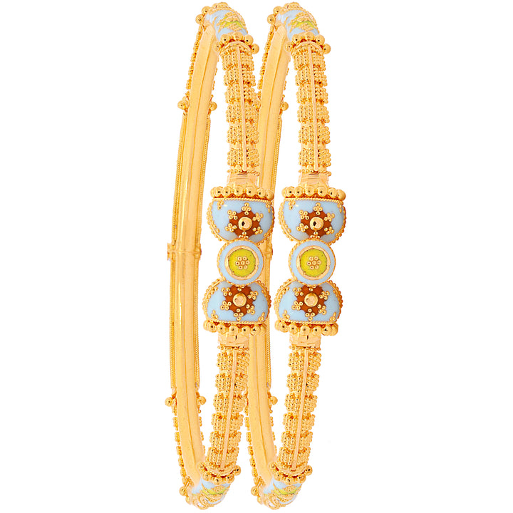 Fascinating Minakari Pipe Openable 2pcs Kara in 22K Gold