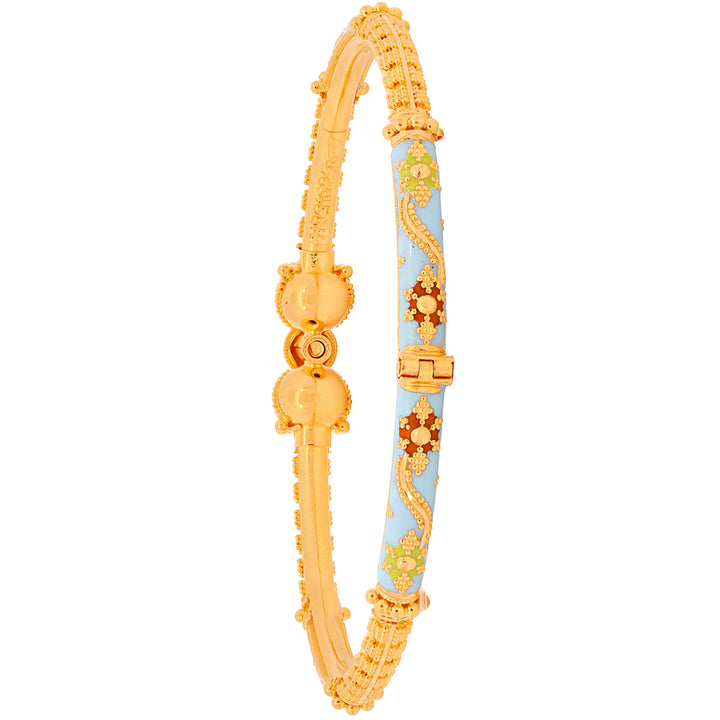 Fascinating Minakari Pipe Openable 2pcs Kara in 22K Gold