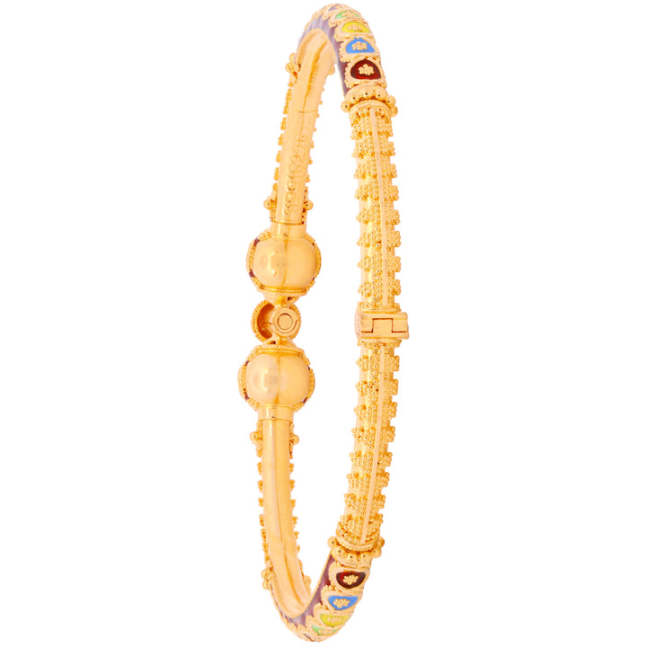 Charming Minakari Pipe Openable 2pcs Kara in 22K Gold