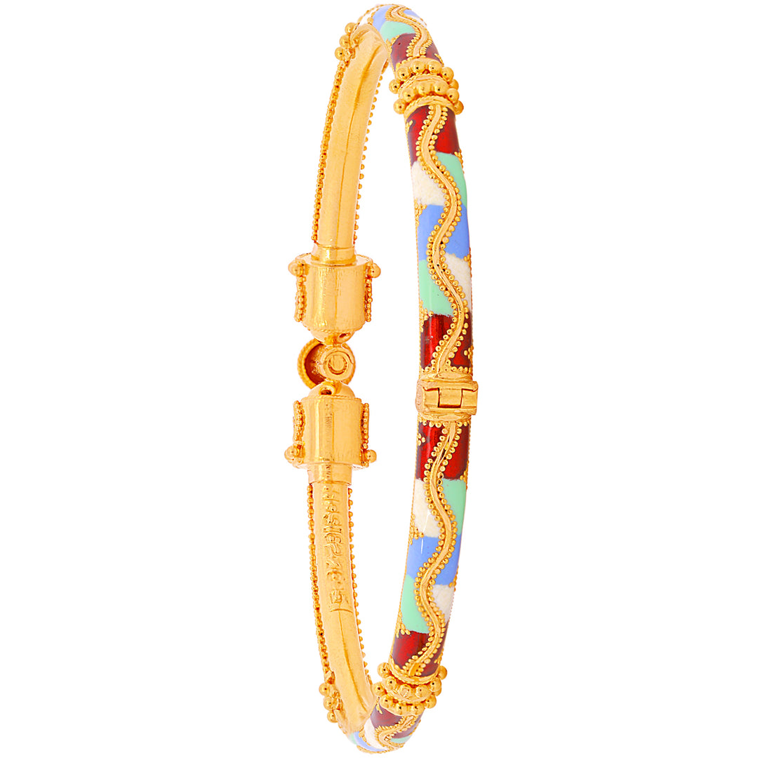 Intriguing Minakari Pipe Openable 2pcs Kara in 22K Gold