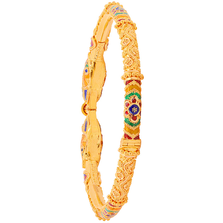 Gorgeous Minakari Pipe Openable 2pcs Kara in 22K Gold