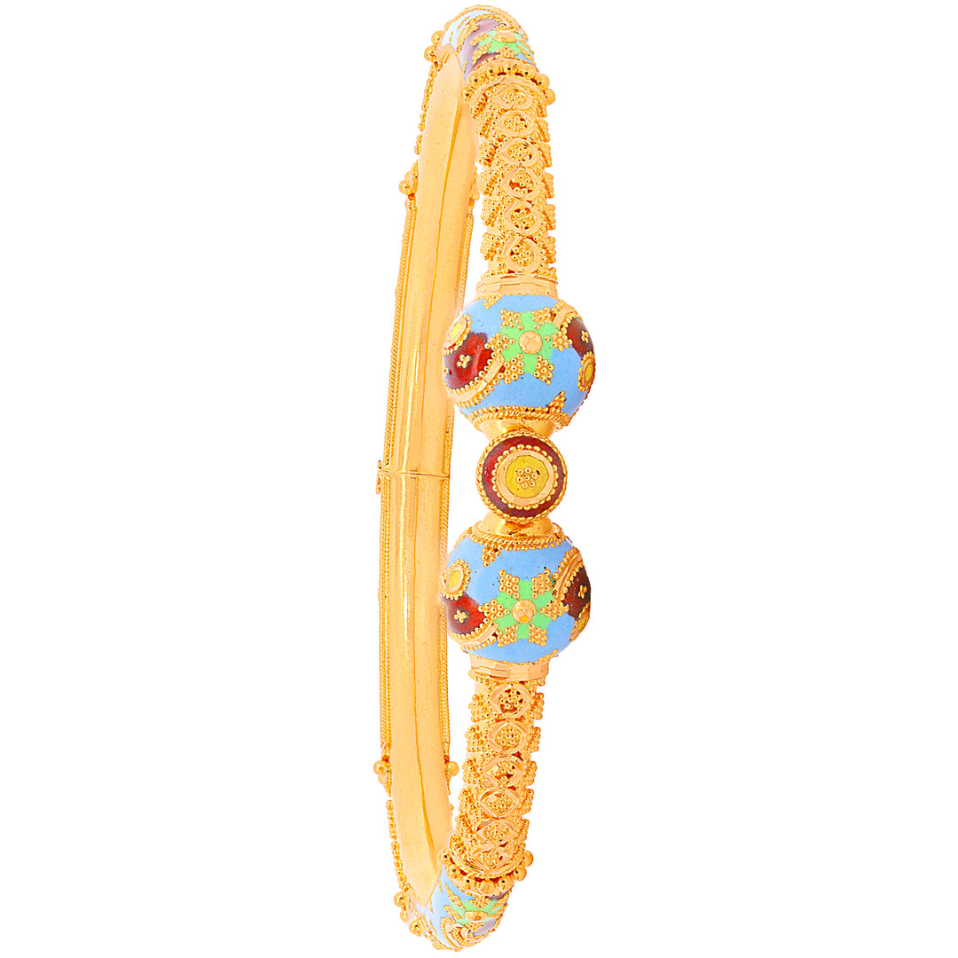 Artistic Minakari Pipe Openable 2pcs Kara in 22K Gold