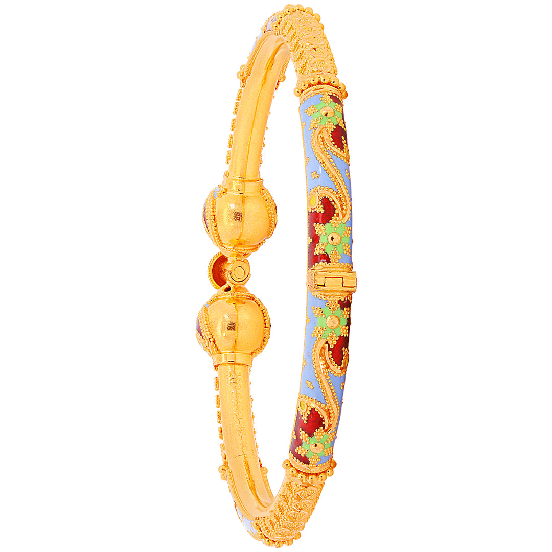 Artistic Minakari Pipe Openable 2pcs Kara in 22K Gold