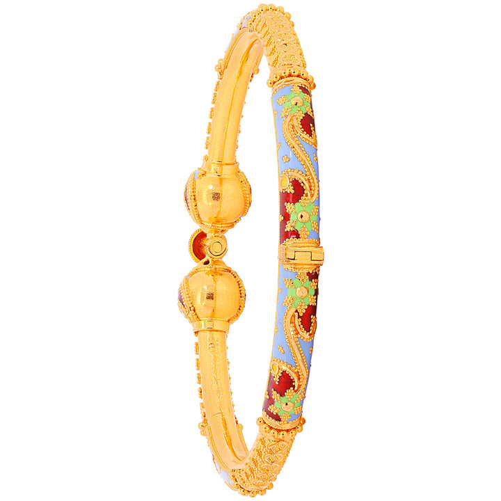 Artistic Minakari Pipe Openable 2pcs Kara in 22K Gold