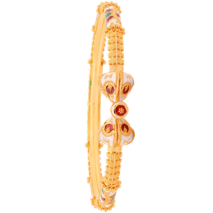 Brilliant Minakari Pipe Openable 2pcs Kara in 22K Gold