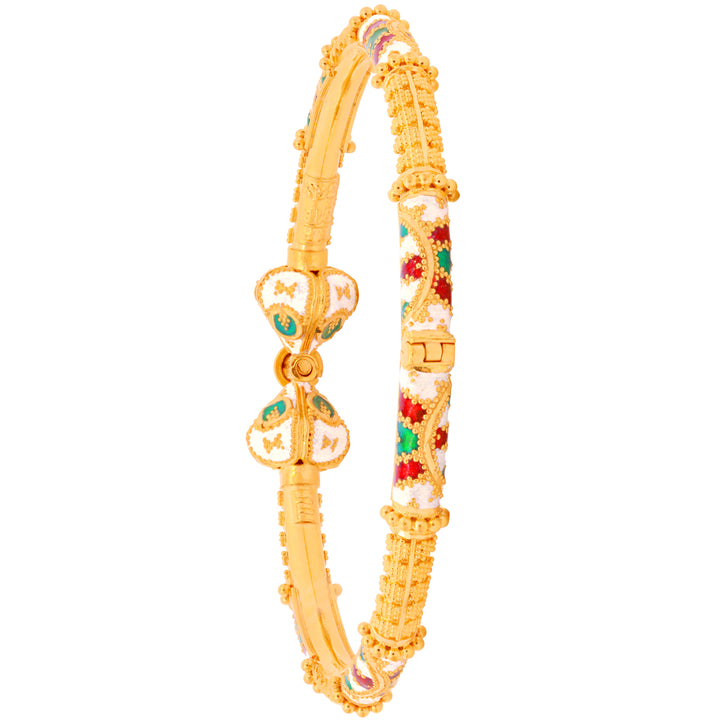 Brilliant Minakari Pipe Openable 2pcs Kara in 22K Gold