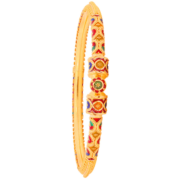 Captivating Minakari Pipe Openable 2pcs Kara in 22K Gold