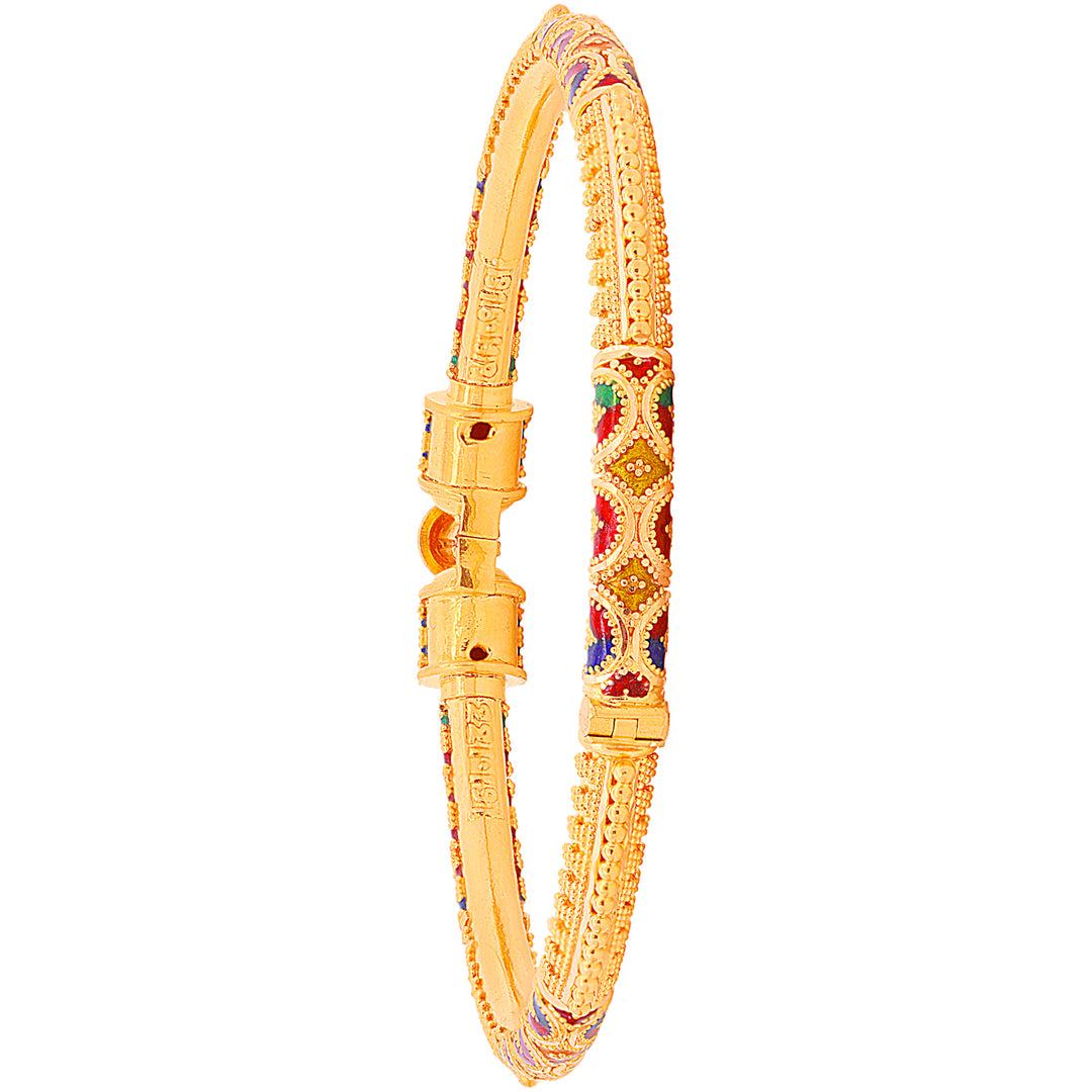 Captivating Minakari Pipe Openable 2pcs Kara in 22K Gold