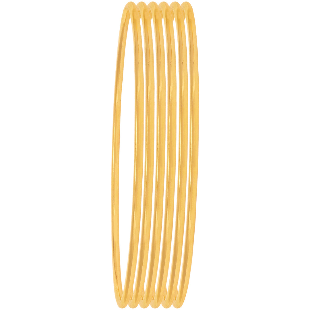 2.10 Size Thin Set Of 6pcs Bangles in 22K Gold