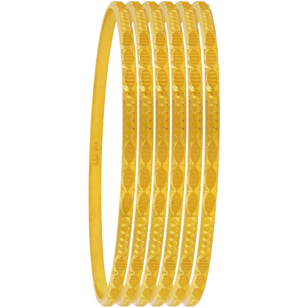 2.10 Size Set Of 6pcs Bangles in 22K Gold