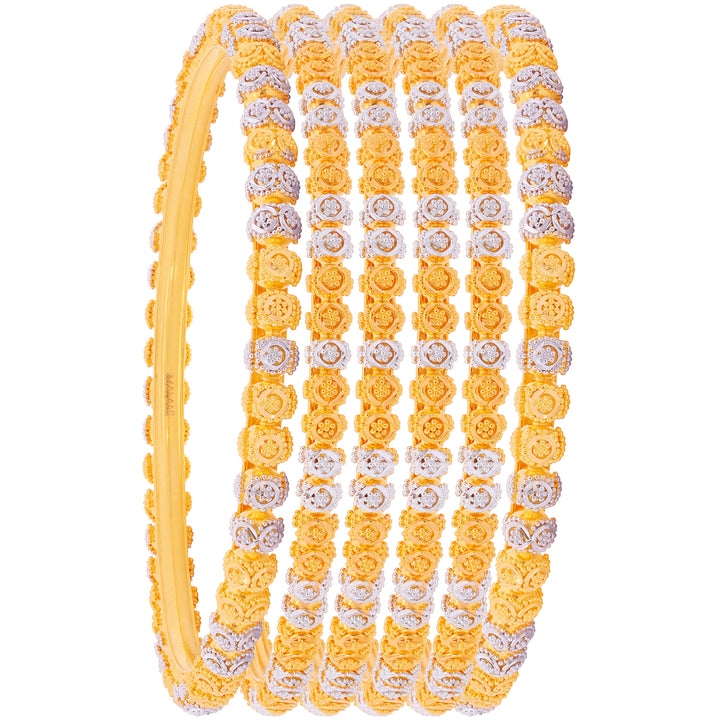 2.8 Size Two tone Pipe Set Of 6Pcs Bangles in 22K Gold