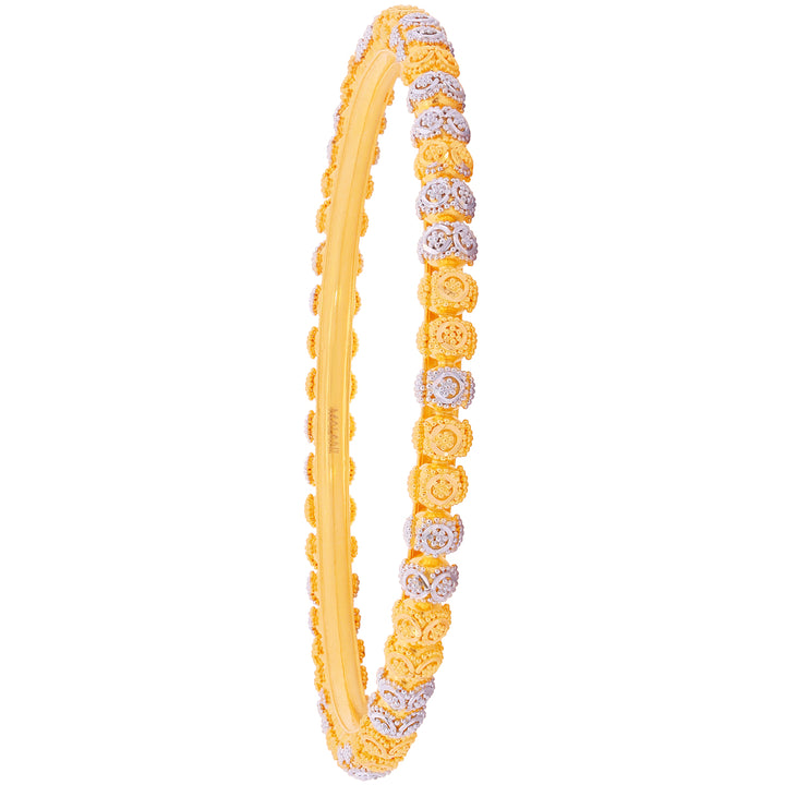 2.8 Size Two tone Pipe Set Of 6Pcs Bangles in 22K Gold