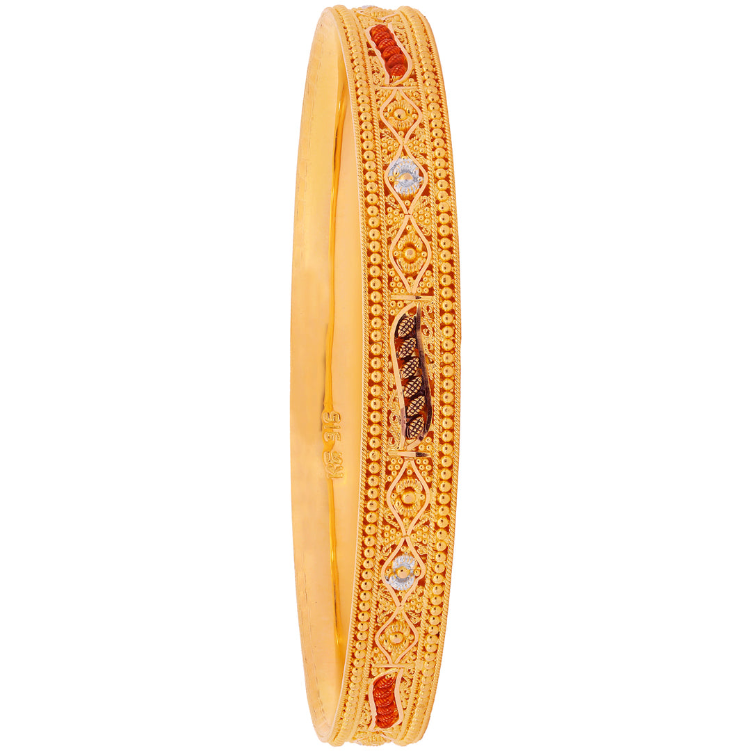 2.10 Size Three tone Set Of 6Pcs Bangles in 22K Gold