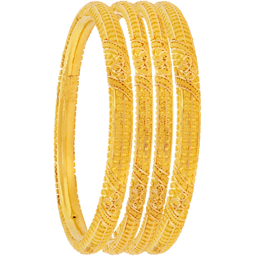 2.9 Size Set of 4pcs Pipe Bangles with in 22K Gold