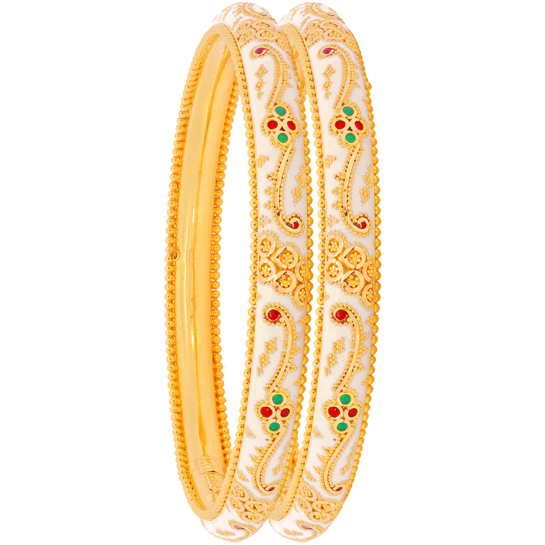 2.6 Size Minakari Pipe Set Of 2Pcs Bangles in 22K Gold