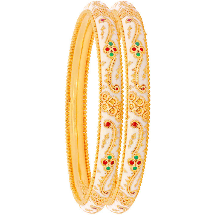 2.6 Size Minakari Pipe Set Of 2Pcs Bangles in 22K Gold