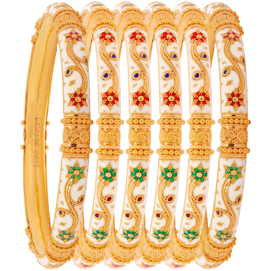 2.7 Size Minakari Pipe Set Of 6Pcs Bangles in 22K Gold