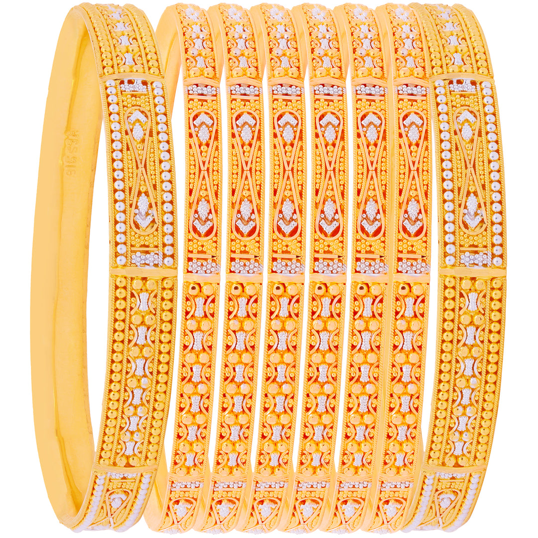 2.8 Size Two tone Set Of 8pcs Bangles in 22K Gold
