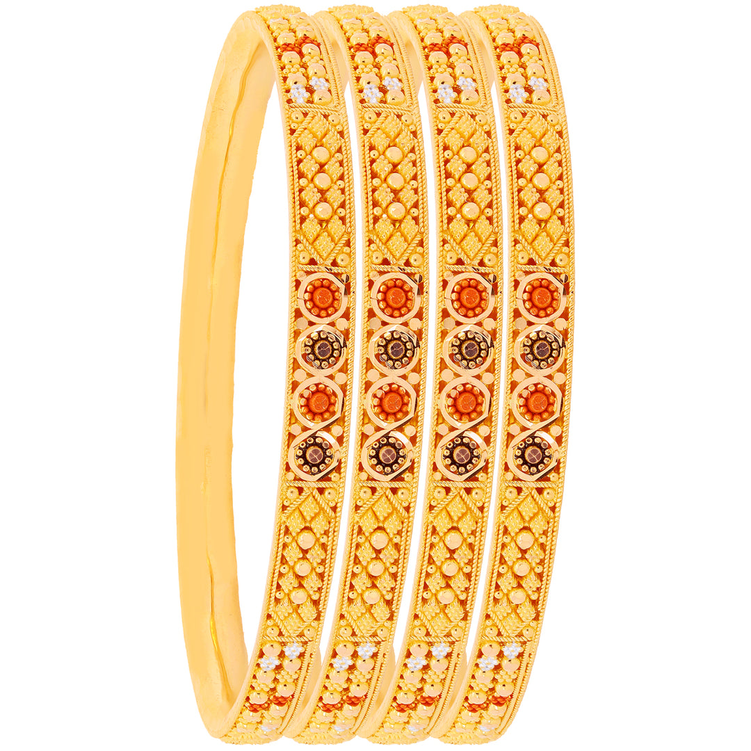 2.4 Size Three tone Set of 6pcs Bangles in 22K Gold