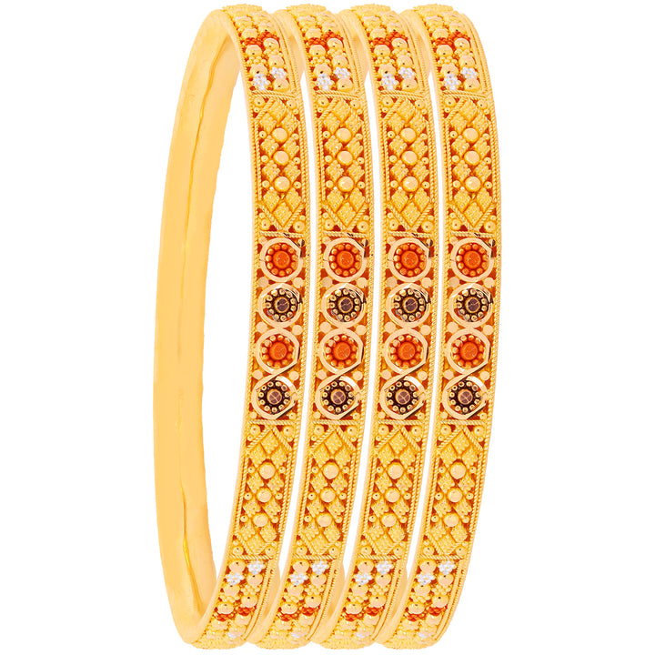 2.4 Size Three tone Set of 6pcs Bangles in 22K Gold