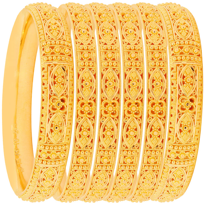2.3 Size Set of 6pcs Bangles in 22K Gold