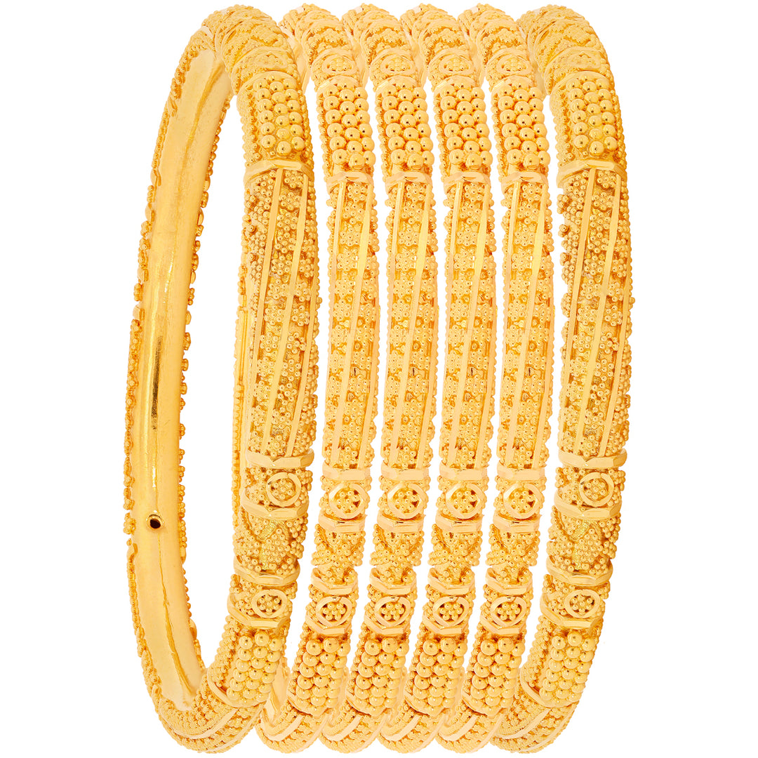2.3 Size Pipe Set of 6pcs Bangles in 22K Gold