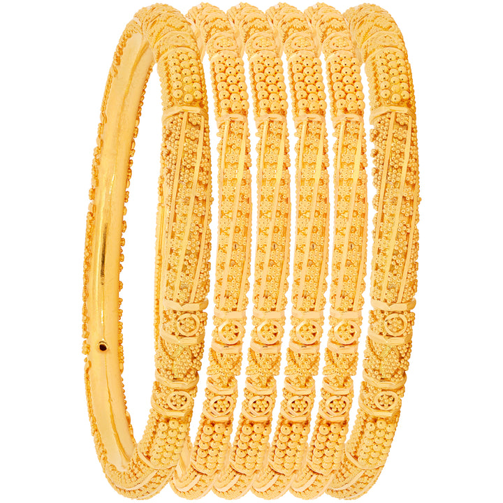 2.3 Size Pipe Set of 6pcs Bangles in 22K Gold