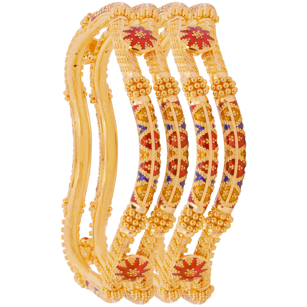 2.4 Size Minakari 2pcs Kara in 22K Gold