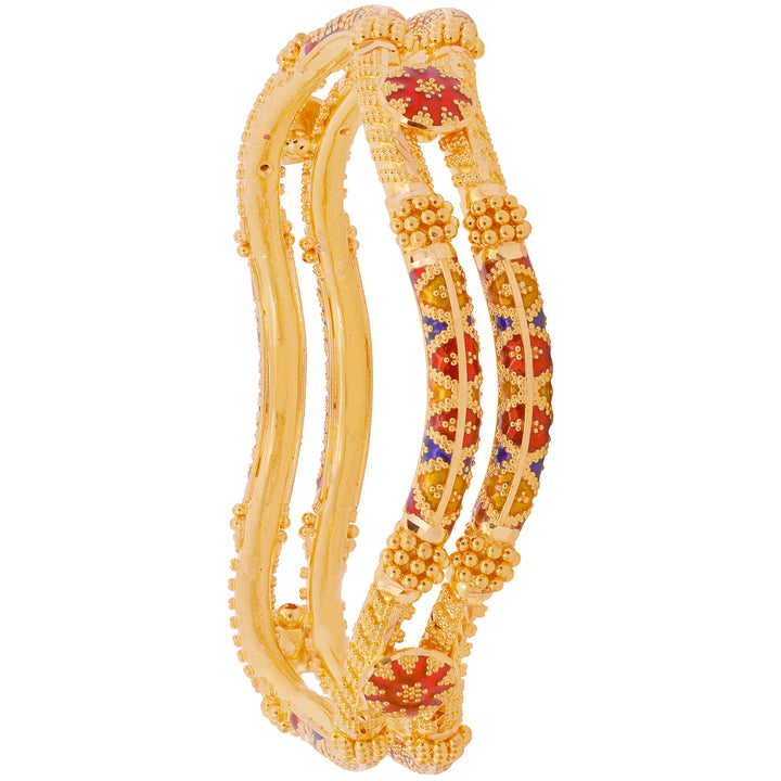 2.4 Size Minakari 2pcs Kara in 22K Gold