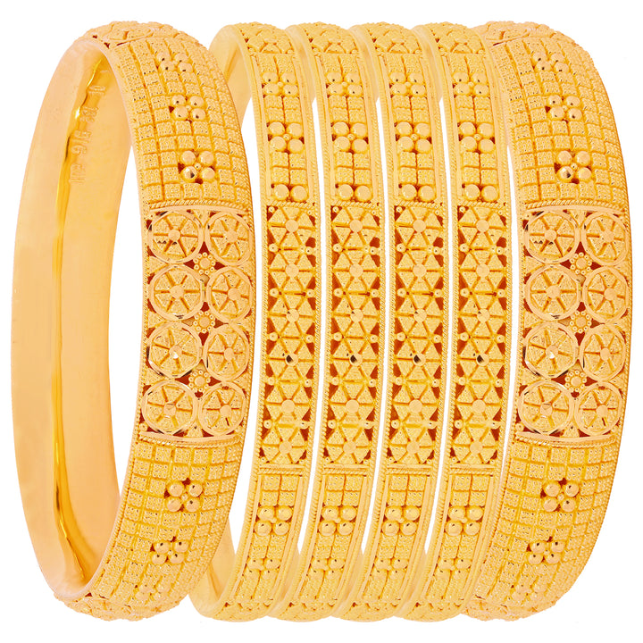 2.3 Size Set of 6pcs Bangles in 22K Gold