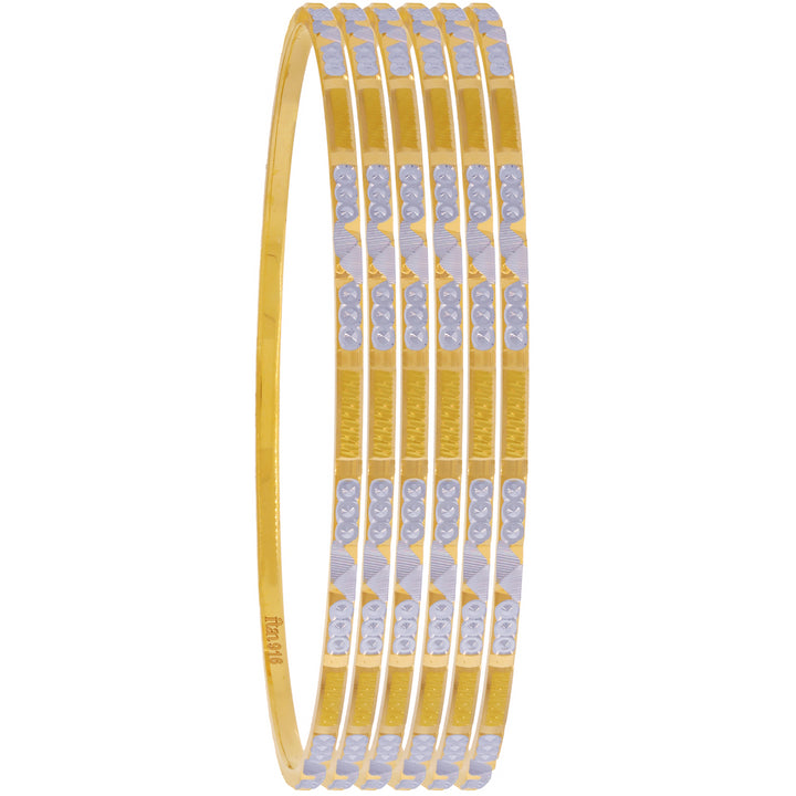 2.6 Size Two tone Set of 6pcs Bangles in 22K Gold