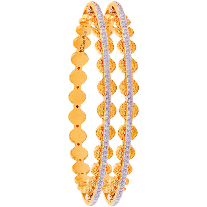 2.2 SizeTwo tone Set of 2pcs Bangles in 22K Gold