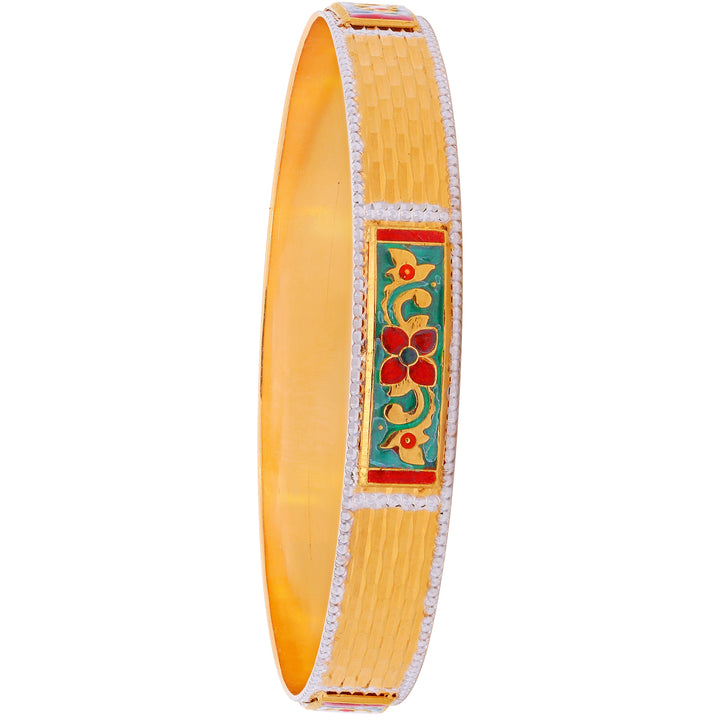 2.8 Size Minakari Set of 2Pcs Bangles With Ruby & Emerald in 22K Gold