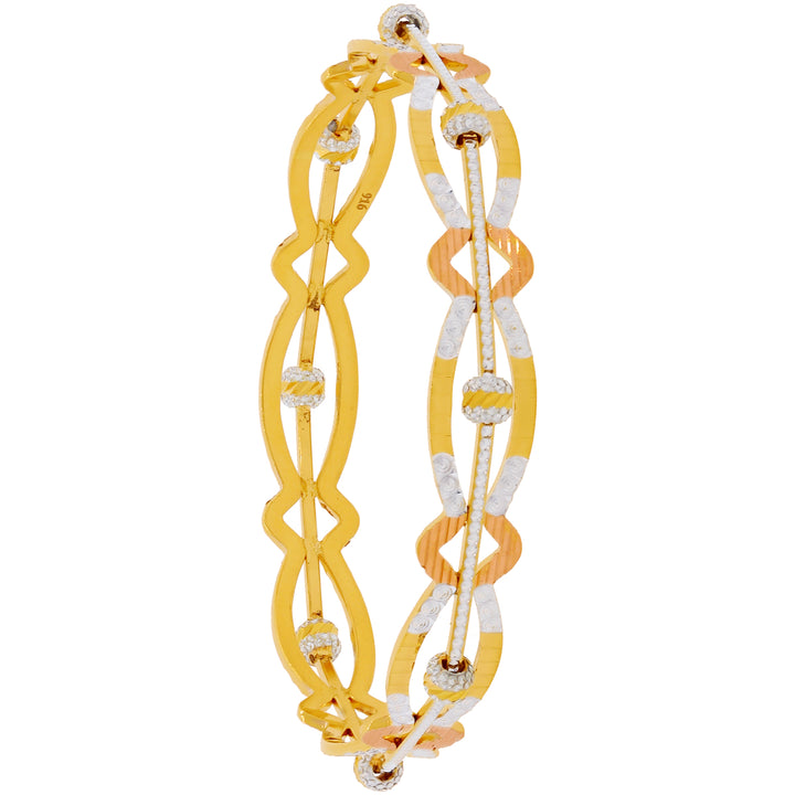 2.5 Size Three tone Set of 2Pcs Bangles in 22K Gold