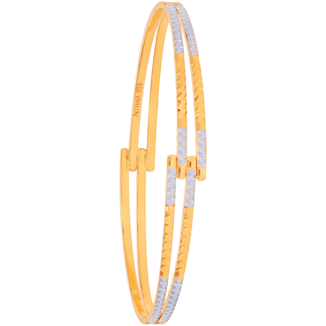 2.9 Size Two tone Set of 2pcs Bangles in 22K Gold