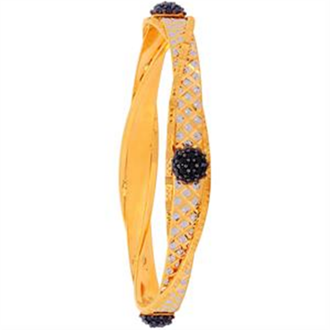 2.8 Size Two tone Set Of 2pcs Bangles With CZ in 22K Gold