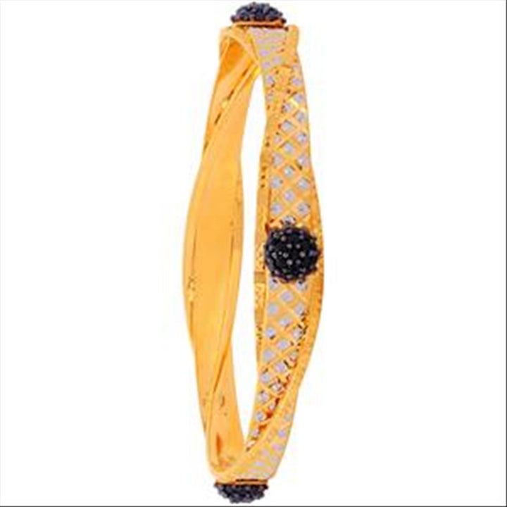 2.8 Size Two tone Set Of 2pcs Bangles With CZ in 22K Gold