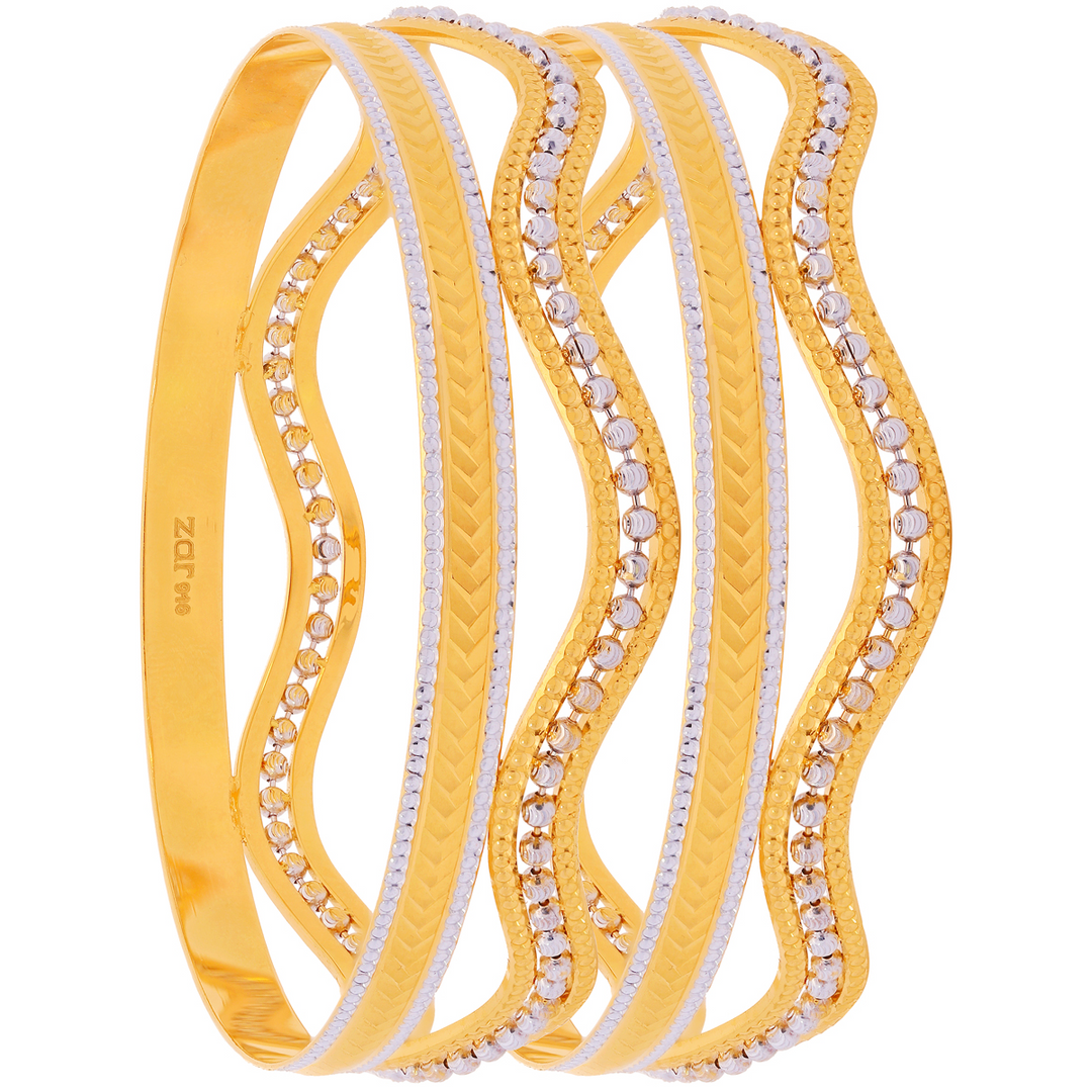 2.6 Size Two tone Set Of 2Pcs Bangles in 22K Gold