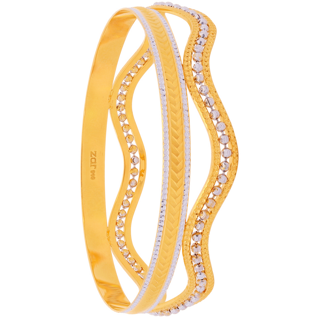 2.6 Size Two tone Set Of 2Pcs Bangles in 22K Gold