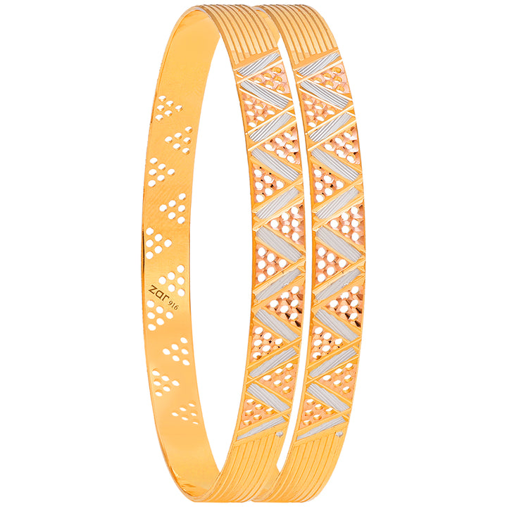 2.8 Size Three tone 2Pcs Bangle in 22K Gold